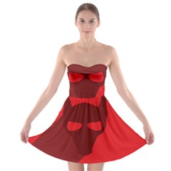 Skull Alien Species Red Character Strapless Bra Top Dress by Nexatart