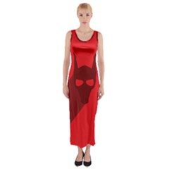 Skull Alien Species Red Character Fitted Maxi Dress by Nexatart