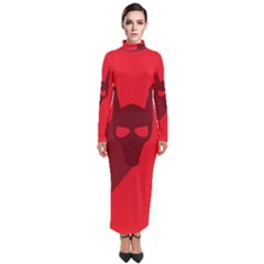 Skull Alien Species Red Character Turtleneck Maxi Dress by Nexatart