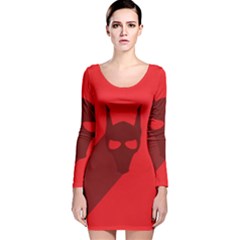 Skull Alien Species Red Character Long Sleeve Velvet Bodycon Dress by Nexatart