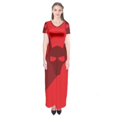 Skull Alien Species Red Character Short Sleeve Maxi Dress by Nexatart