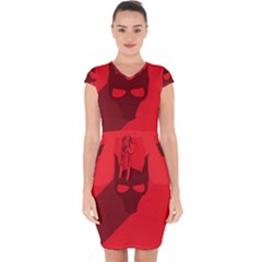 Skull Alien Species Red Character Capsleeve Drawstring Dress  by Nexatart