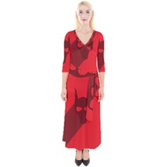 Skull Alien Species Red Character Quarter Sleeve Wrap Maxi Dress by Nexatart