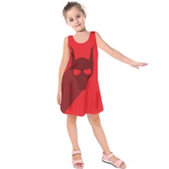 Skull Alien Species Red Character Kids  Sleeveless Dress by Nexatart