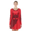 Skull Alien Species Red Character Long Sleeve Velvet V-neck Dress View1