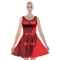 Skull Alien Species Red Character Velvet Skater Dress by Nexatart