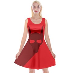 Skull Alien Species Red Character Reversible Velvet Sleeveless Dress by Nexatart