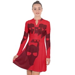 Skull Alien Species Red Character Long Sleeve Panel Dress by Nexatart