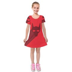 Skull Alien Species Red Character Kids  Short Sleeve Velvet Dress by Nexatart