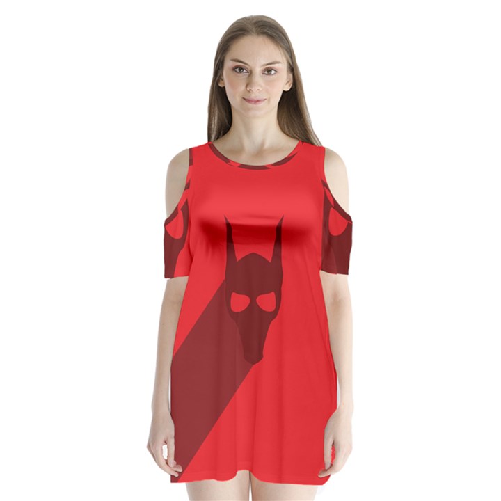 Skull Alien Species Red Character Shoulder Cutout Velvet One Piece