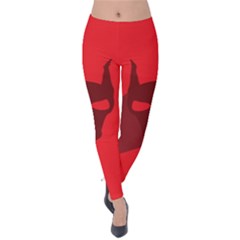 Skull Alien Species Red Character Velvet Leggings by Nexatart