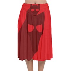 Skull Alien Species Red Character Velvet Flared Midi Skirt by Nexatart