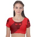 Skull Alien Species Red Character Velvet Short Sleeve Crop Top  View1