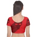 Skull Alien Species Red Character Velvet Short Sleeve Crop Top  View2