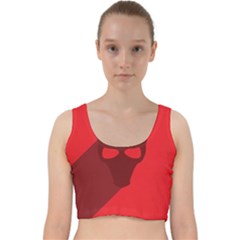 Skull Alien Species Red Character Velvet Racer Back Crop Top by Nexatart