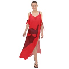 Skull Alien Species Red Character Maxi Chiffon Cover Up Dress by Nexatart