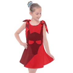 Skull Alien Species Red Character Kids  Tie Up Tunic Dress by Nexatart