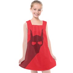 Skull Alien Species Red Character Kids  Cross Back Dress by Nexatart