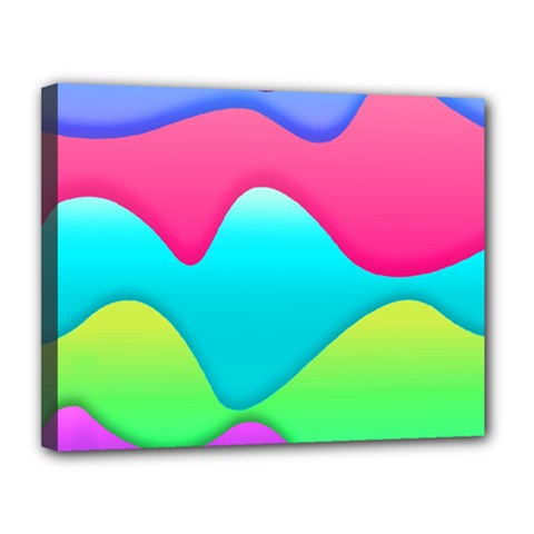 Lines Curves Colors Geometric Lines Canvas 14  X 11  (stretched) by Nexatart