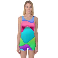 Lines Curves Colors Geometric Lines One Piece Boyleg Swimsuit by Nexatart