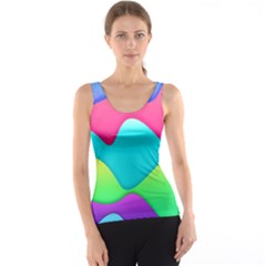 Lines Curves Colors Geometric Lines Tank Top by Nexatart