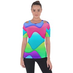 Lines Curves Colors Geometric Lines Shoulder Cut Out Short Sleeve Top by Nexatart