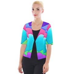 Lines Curves Colors Geometric Lines Cropped Button Cardigan