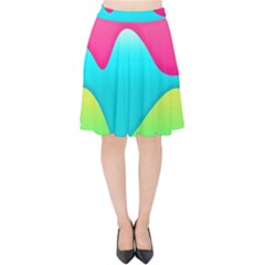 Lines Curves Colors Geometric Lines Velvet High Waist Skirt by Nexatart