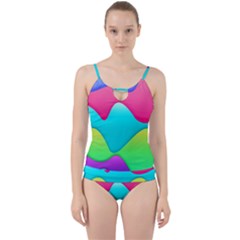 Lines Curves Colors Geometric Lines Cut Out Top Tankini Set by Nexatart