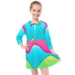 Lines Curves Colors Geometric Lines Kids  Quarter Sleeve Shirt Dress