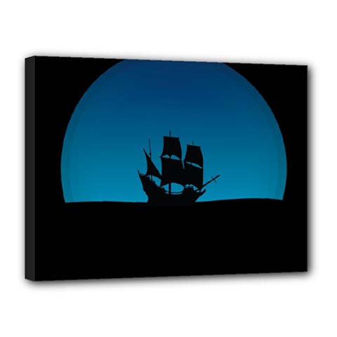 Ship Night Sailing Water Sea Sky Canvas 16  X 12  (stretched) by Nexatart