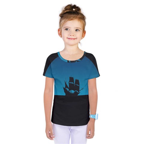 Ship Night Sailing Water Sea Sky Kids  One Piece Tee by Nexatart