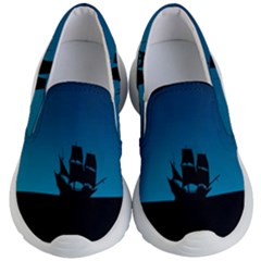 Ship Night Sailing Water Sea Sky Kid s Lightweight Slip Ons by Nexatart