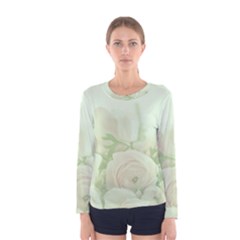 Pastel Roses Background Romantic Women s Long Sleeve Tee