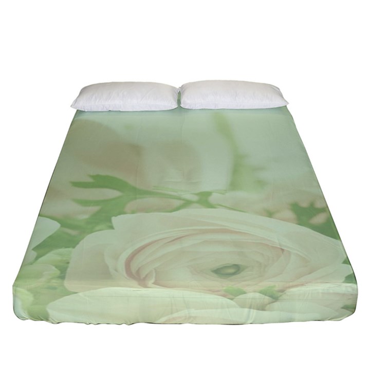 Pastel Roses Background Romantic Fitted Sheet (King Size)