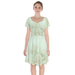 Pastel Roses Background Romantic Short Sleeve Bardot Dress by Nexatart