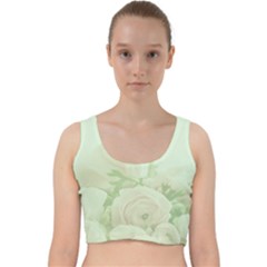 Pastel Roses Background Romantic Velvet Racer Back Crop Top by Nexatart