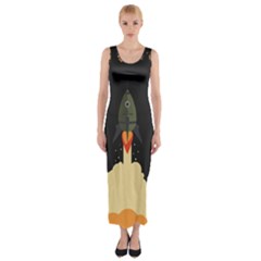 Rocket Space Stars Fitted Maxi Dress by Nexatart