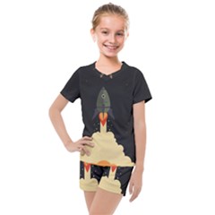 Rocket Space Stars Kids  Mesh Tee And Shorts Set