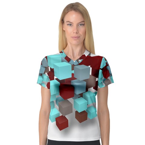 Matrix Network Data Exchange V-neck Sport Mesh Tee by Nexatart