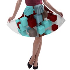 Matrix Network Data Exchange A-line Skater Skirt by Nexatart