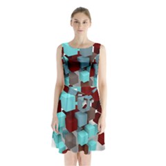 Matrix Network Data Exchange Sleeveless Waist Tie Chiffon Dress