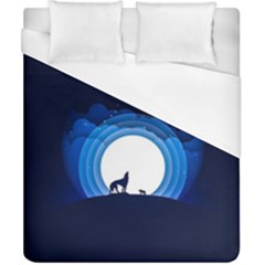 Month Full Moon Wolf Night Duvet Cover (california King Size) by Nexatart