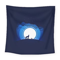 Month Full Moon Wolf Night Square Tapestry (large) by Nexatart