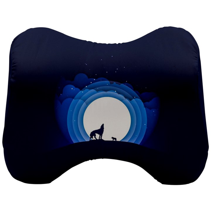 Month Full Moon Wolf Night Head Support Cushion