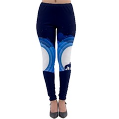 Month Full Moon Wolf Night Lightweight Velour Leggings