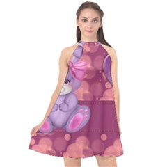 Illustration Love Celebration Halter Neckline Chiffon Dress 