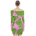 Leaves Tropical Plant Green Garden Long Sleeve Off Shoulder Dress View2