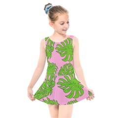 Leaves Tropical Plant Green Garden Kids  Skater Dress Swimsuit by Nexatart