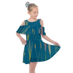 Grass Grasses Blade Of Grass Kids  Shoulder Cutout Chiffon Dress